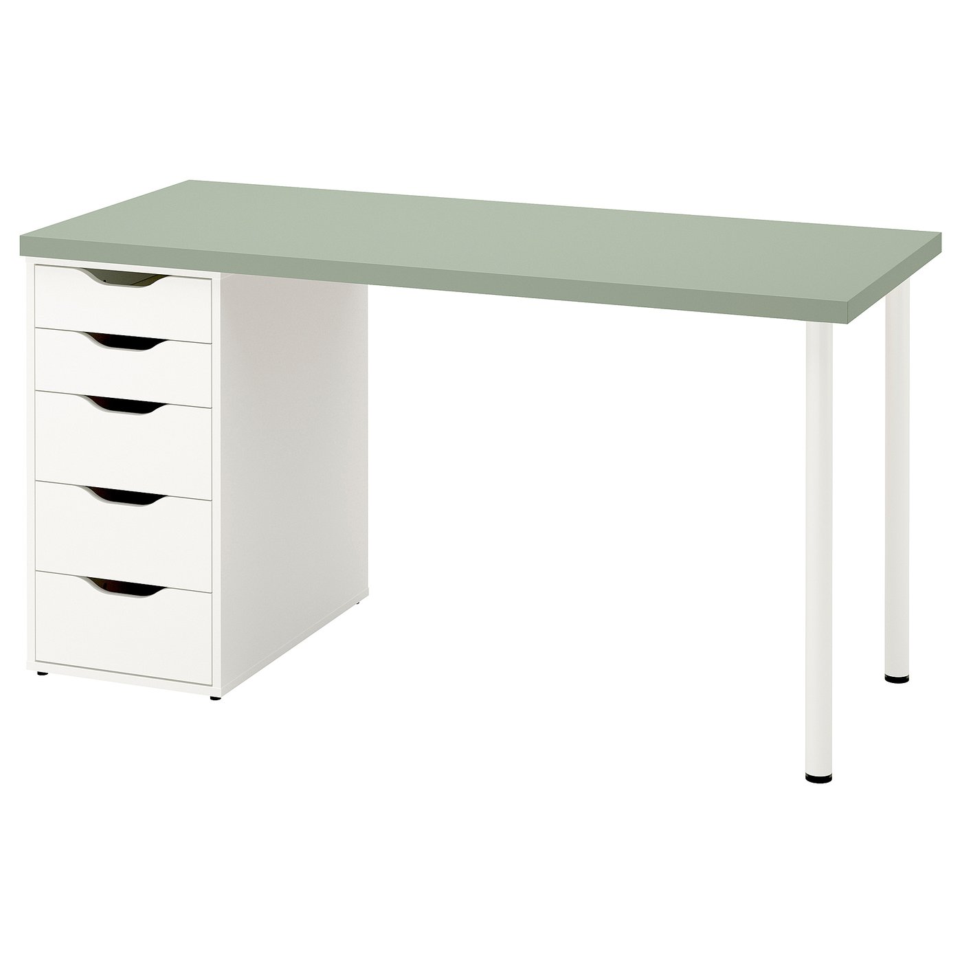 LAGKAPTEN / ALEX Desk, light green/white, 551/8x235/8