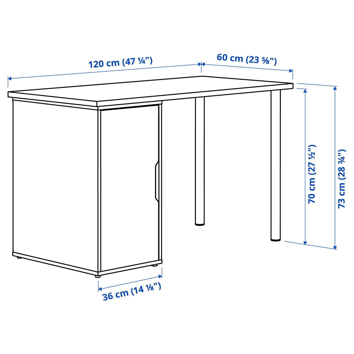 LAGKAPTEN / ALEX desk, white/anthracite, 471/4x235/8