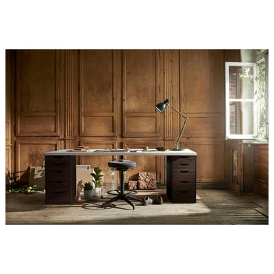 LAGKAPTEN / ALEX Desk, white/black-brown, 78 3/4x23 5/8 "