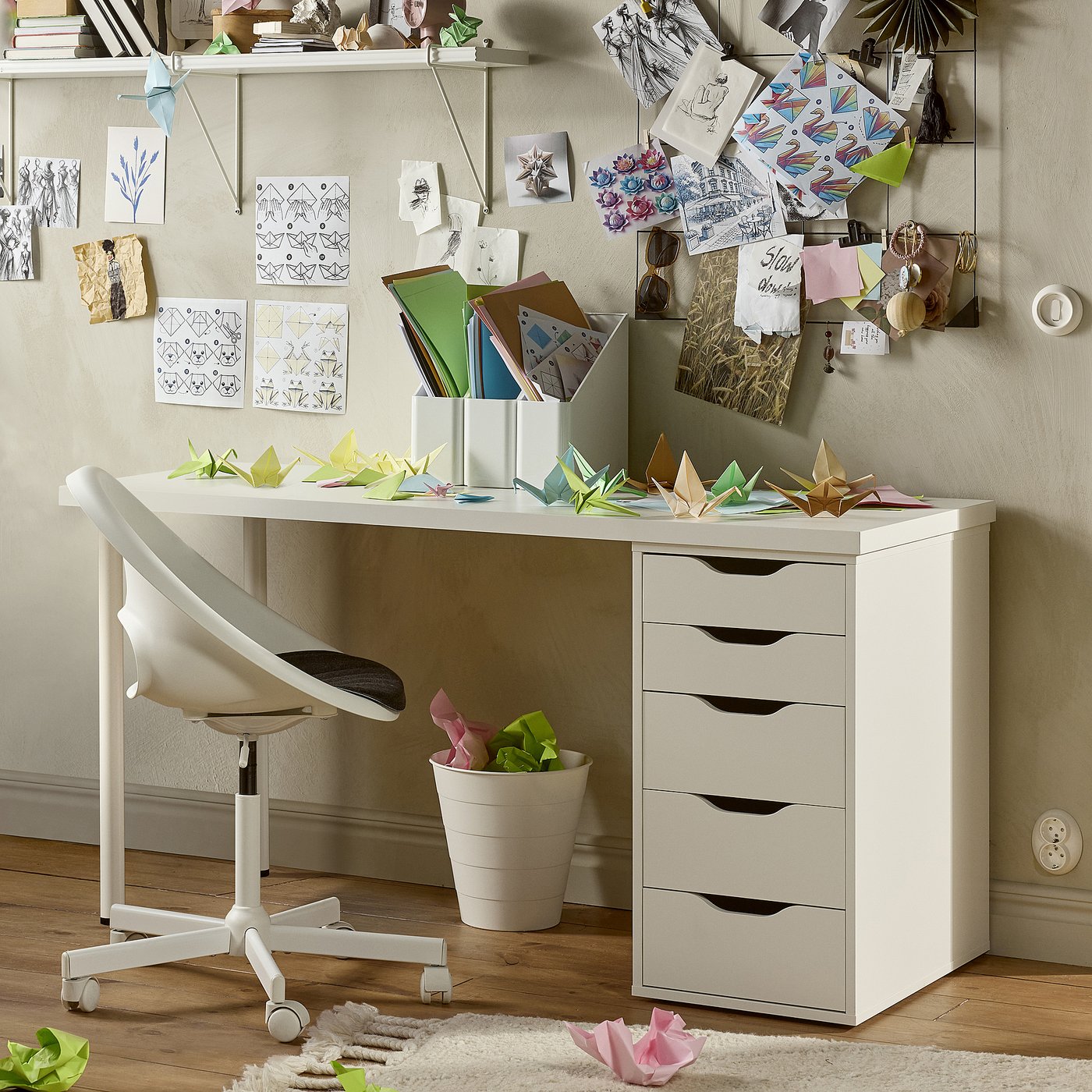 LAGKAPTEN / ALEX desk, white, 551/8x235/8