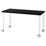 LAGKAPTEN / KRILLE Desk, black-brown/white, 55 1/8x23 5/8 "