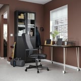 LAGKAPTEN / KRILLE Desk, black-brown/white, 55 1/8x23 5/8 "