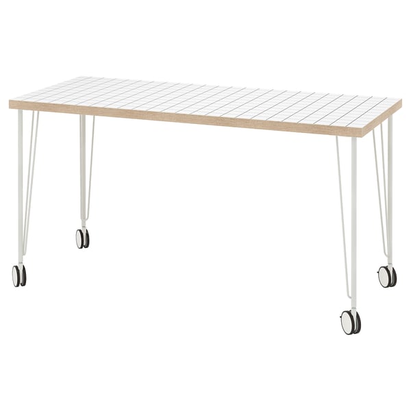 LAGKAPTEN / KRILLE Desk, white anthracite/white, 55 1/8x23 5/8 "