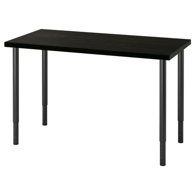 LAGKAPTEN / OLOV Desk, black-brown/black, 47 1/4x23 5/8 "