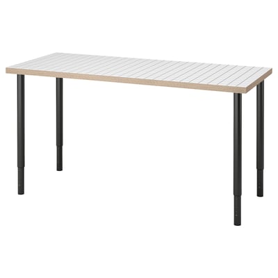 LAGKAPTEN / OLOV Desk, white anthracite/black, 55 1/8x23 5/8 "