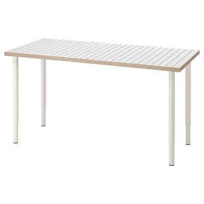 LAGKAPTEN / OLOV Desk, white anthracite/white, 55 1/8x23 5/8 "