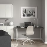 LAGKAPTEN / SPÄND Desk, black-brown/white, 55 1/8x23 5/8 "