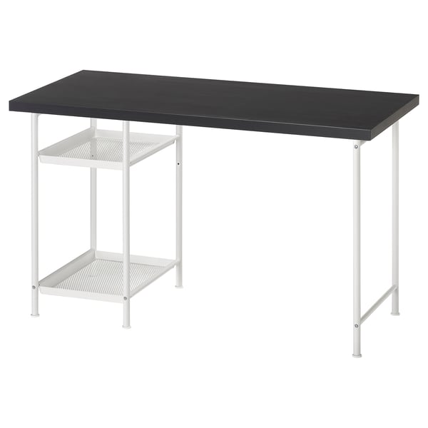 LAGKAPTEN / SPÄND Desk, black-brown/white, 47 1/4x23 5/8 "