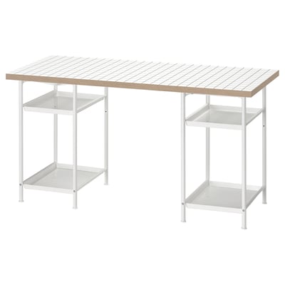 LAGKAPTEN / SPÄND Desk, white/anthracite, 55 1/8x23 5/8 "