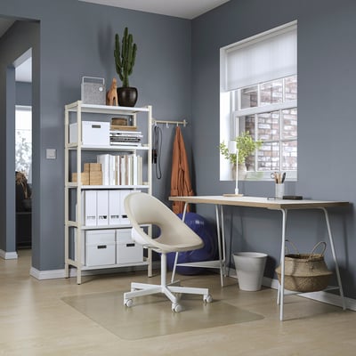 LAGKAPTEN / TILLSLAG Desk, white anthracite/white, 55 1/8x23 5/8 "