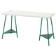 LAGKAPTEN / TILLSLAG Desk, white/green, 55 1/8x23 5/8 "