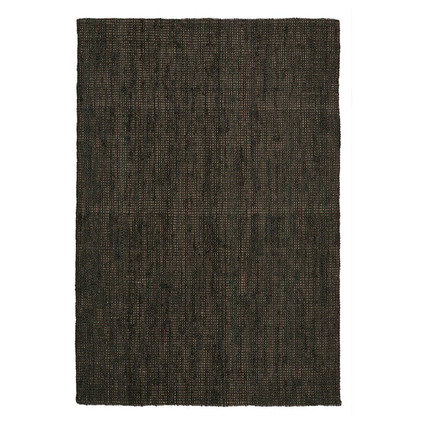 Dark green rectangular jute rug, simple textured design.