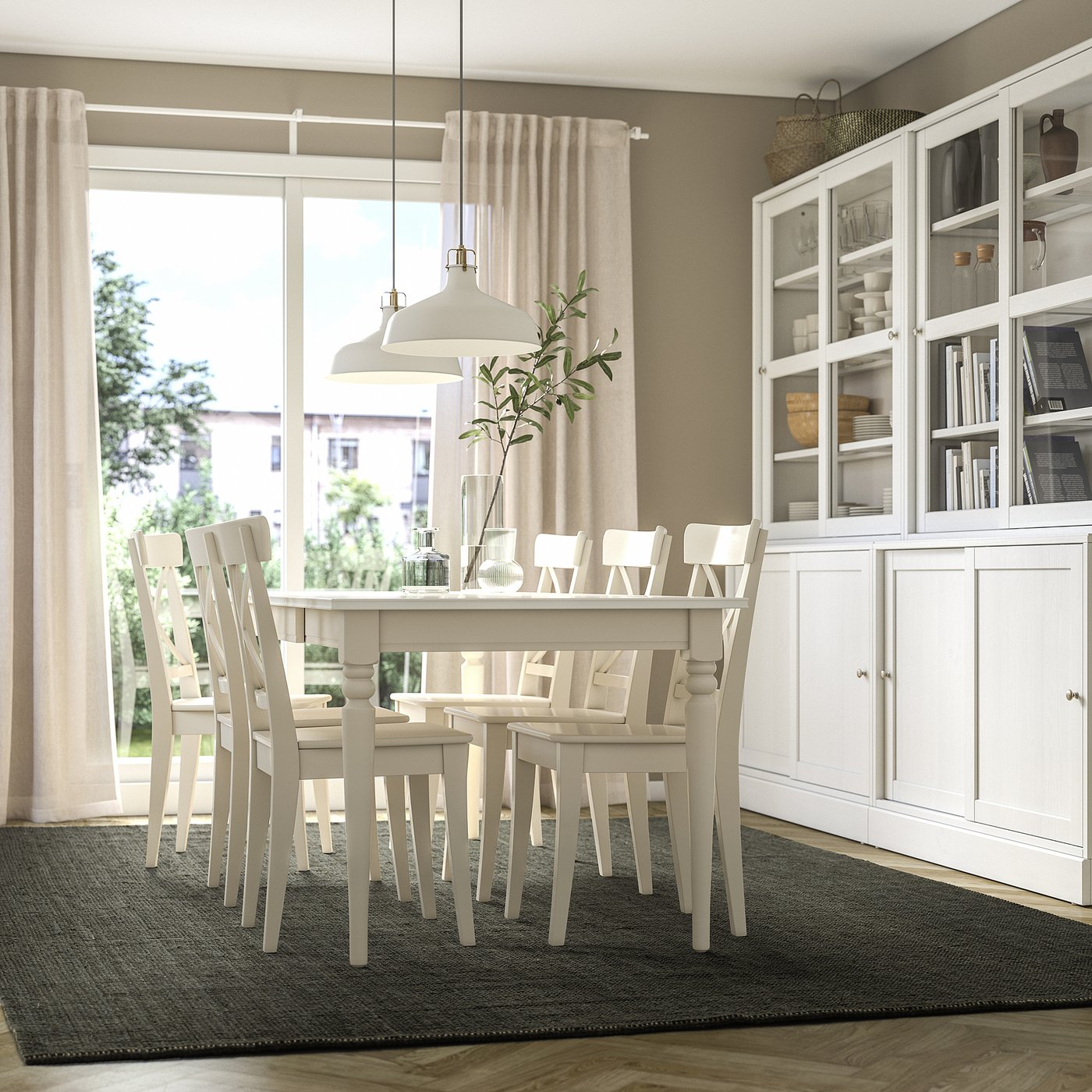 LANDBANA rug, flatwoven, dark green, 7'10