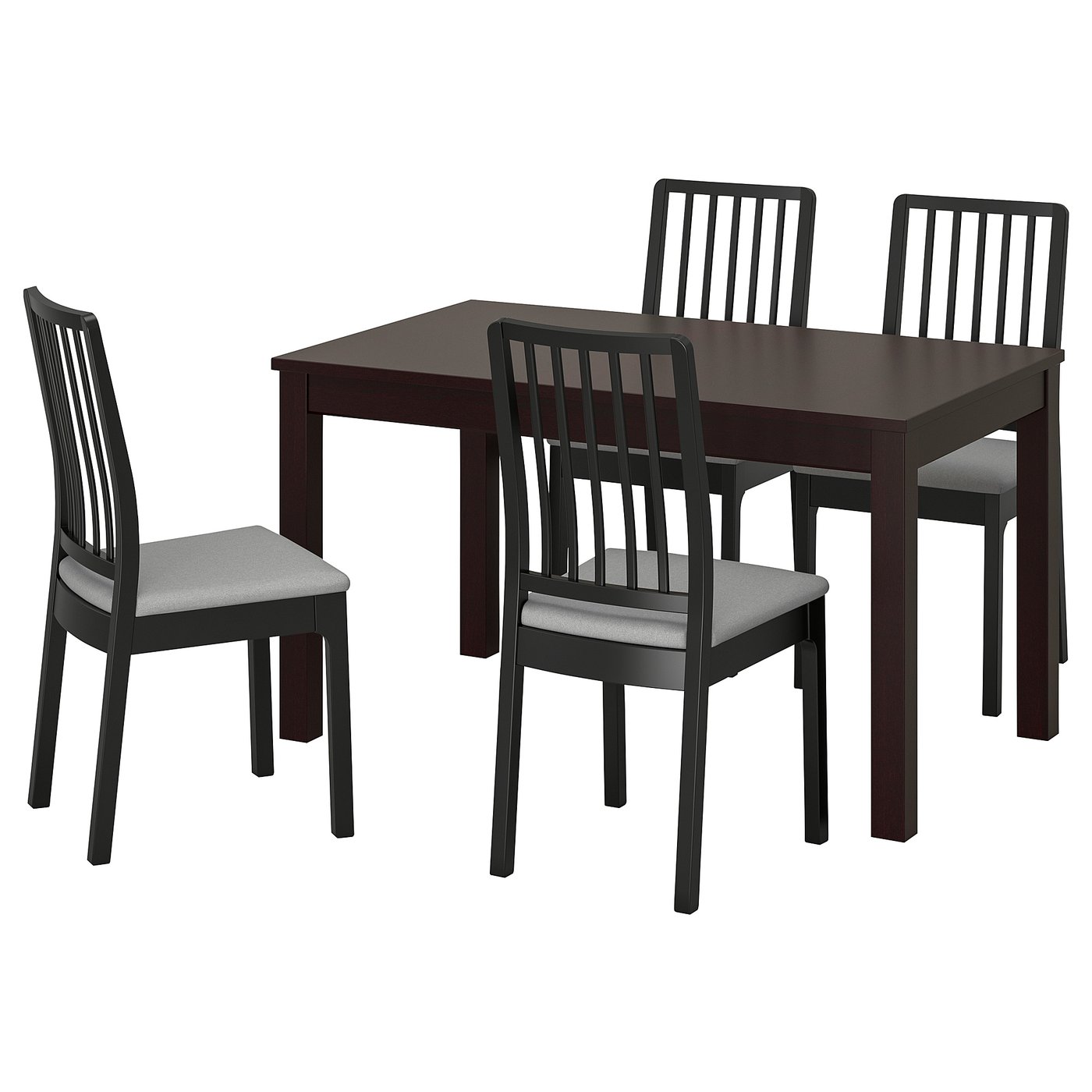 Laneberg Ekedalen Table And 4 Chairs Brown Black Light Gray Ikea