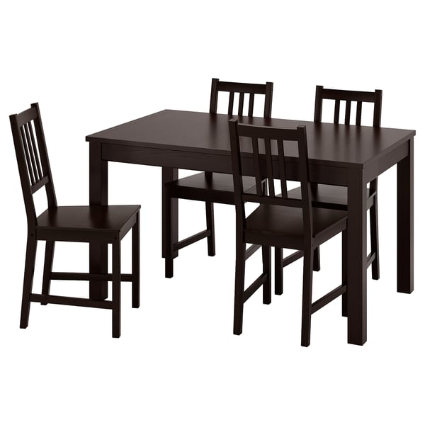 LANEBERG / STEFAN Table and 4 chairs, brown/brownblack, 511/8/743