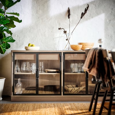 LANESUND Sideboard, gray-brown, 63 3/8x18 1/2x31 7/8 "