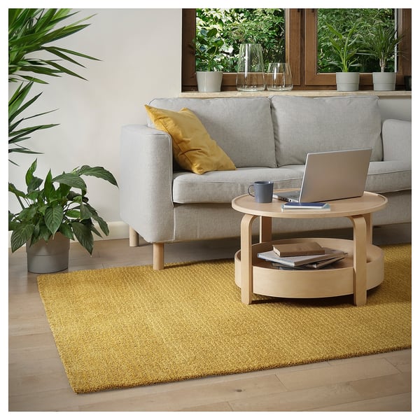 LANGSTED rug, low pile, yellow, 5'7"x7'10" IKEA