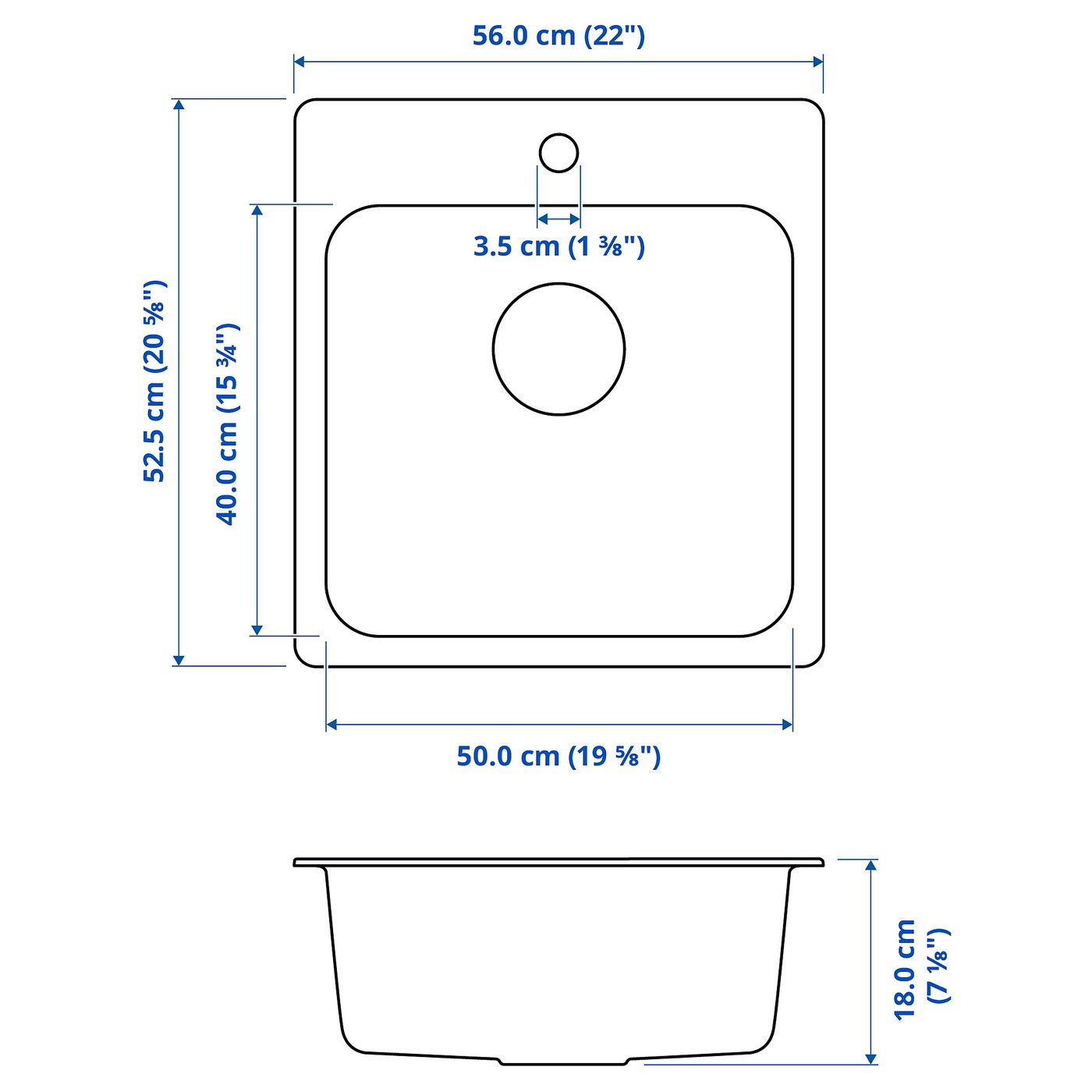 LÅNGUDDEN Single bowl top mount sink, stainless steel - IKEA US