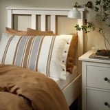 LAPPDUNÖRT Pillowcase, white/brown/stripe, Queen