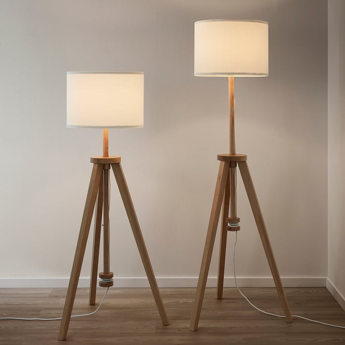 LAUTERS Floor lamp with LED bulb, ash, white - IKEA US