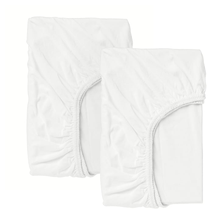LEN crib fitted sheet, white, 28x52" IKEA