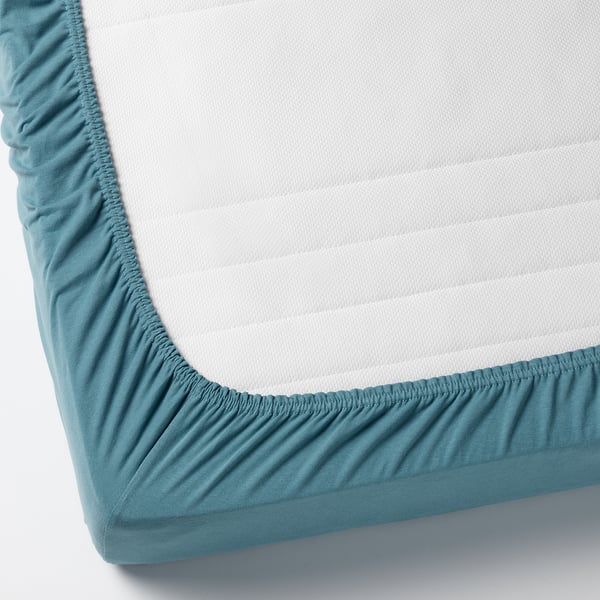 LEN Fitted sheet f/extend bed, set of 2, turquoise IKEA