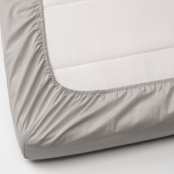 LENAST Crib fitted sheet, white, gray, 28x52" IKEA