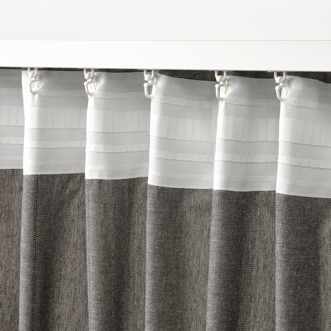 LENDA curtains with tie-backs, 1 pair, dark gray/with
