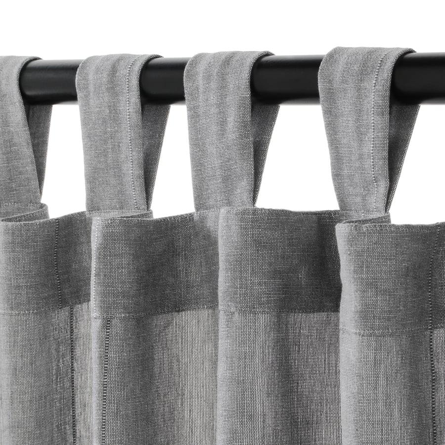 LENDA Curtains with tiebacks, 1 pair, gray, 55x98" IKEA