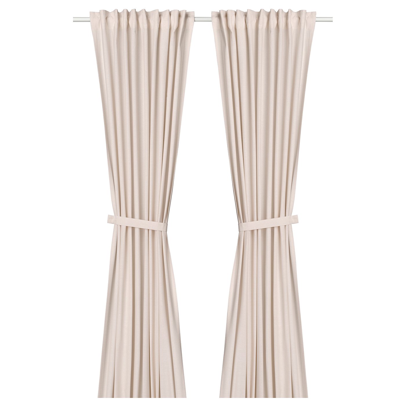 Curtains With Tie-Backs, 1 Pair, Light Pink/With Heading Tape