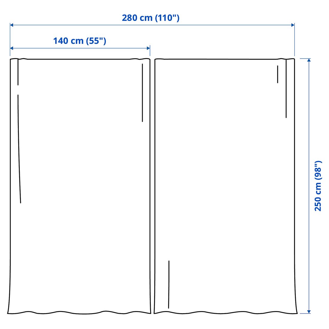 Elelets LENDA curtains with tie-backs, 1 pair, off-white/with eyelets, 55x98 ...