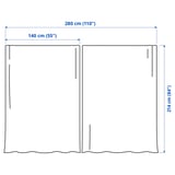 LENDA Curtains with tie-backs, 1 pair, off-white/with heading tape, 55x84 "