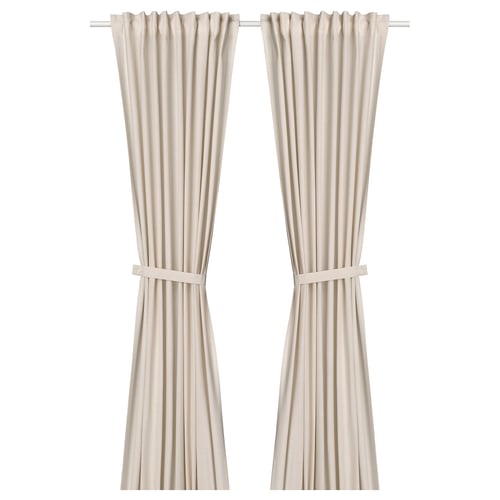 Buy Ikea LENDA Curtains with tie-Backs, 1 Pair, White, 140x150 cm