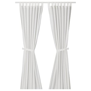 Lenda Curtains With Tie Backs 1 Pair Bleached White Ikea
