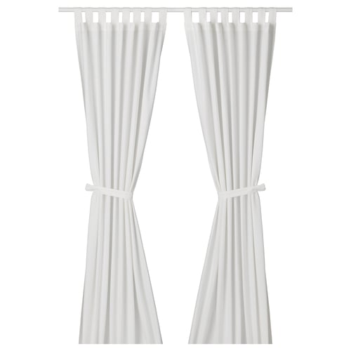 LENDA Curtains with tiebacks, 1 pair, bleached white, 55x118" IKEA