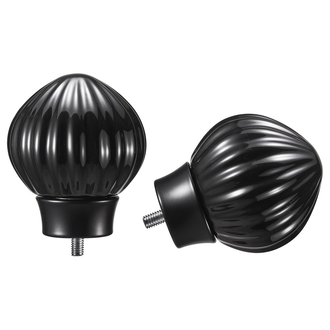 Finials, 1 Pair, Black/Ceramic