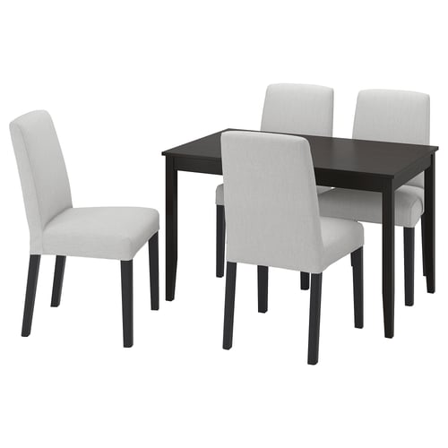 LERHAMN / BERGMUND Table and 4 chairs, blackbrown/Orrsta light gray