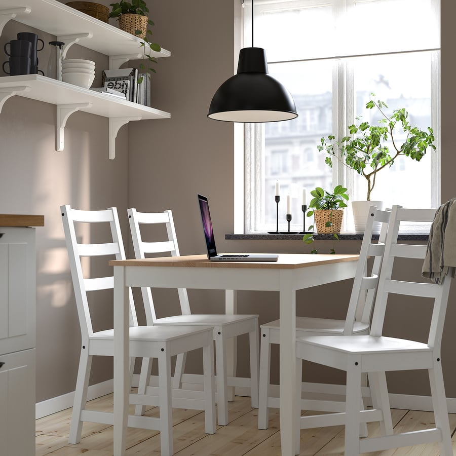 LERHAMN / NORDVIKEN Table and 4 chairs, light antique stain white stain/white, 461/2x291/8" IKEA