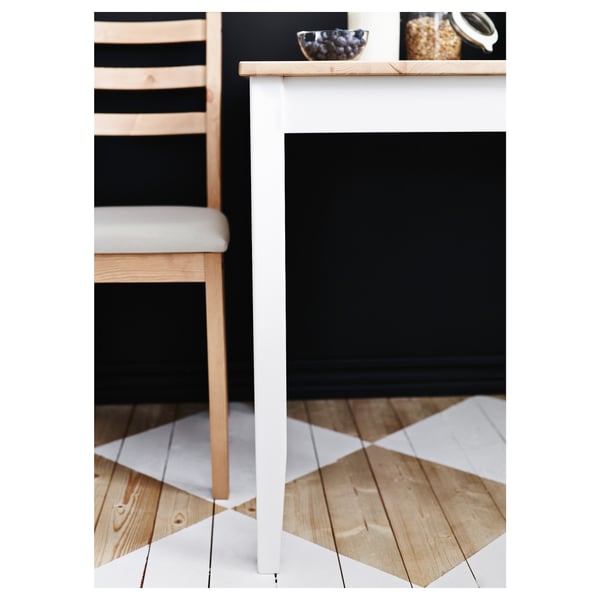 LERHAMN Table and 2 chairs, light antique stain white stain, Vittaryd beige IKEA
