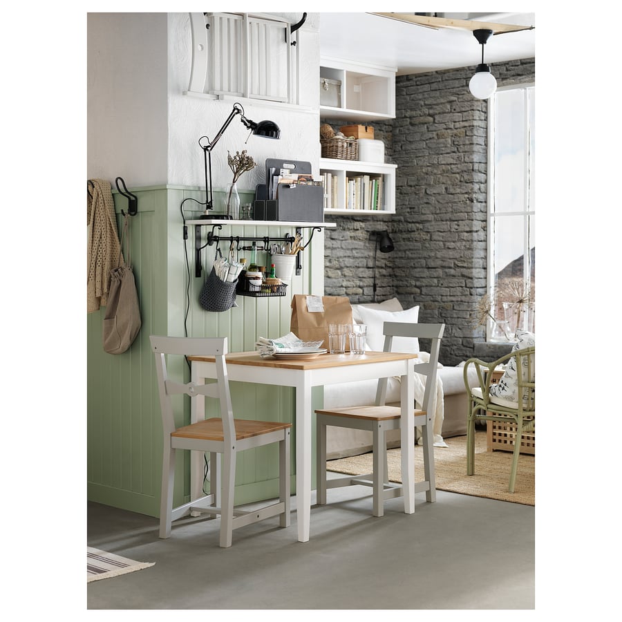 LERHAMN Table, light antique stain/white stain, 291/8x291/8" IKEA