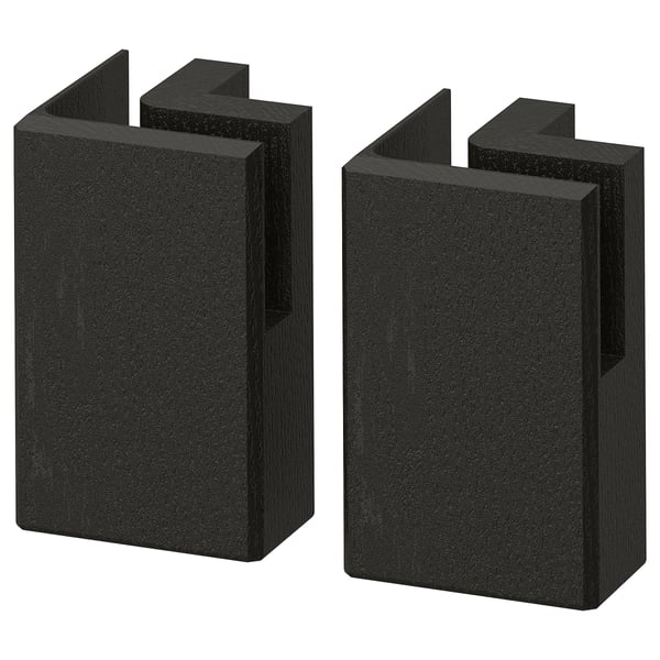 LERHYTTAN Corner leg for decorative toekick, black stained, 4 1/4 " 2 pack