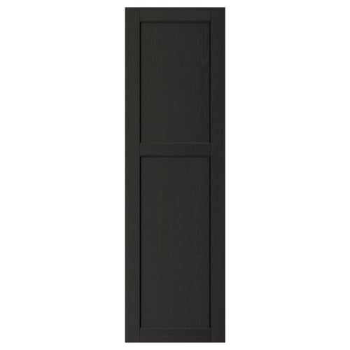 LERHYTTAN black traditional kitchen door with solid wood frame and bevelled edges, ash veneer panel, square shape.