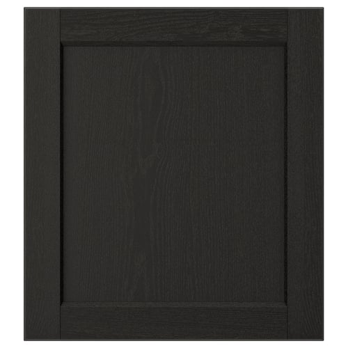 LERHYTTAN: black kitchen door, solid wood, ash veneer, square, rustic design.