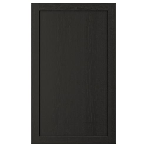 LERHYTTAN black kitchen cabinet door with bevelled edges and ash veneer panel, solid ash frame.