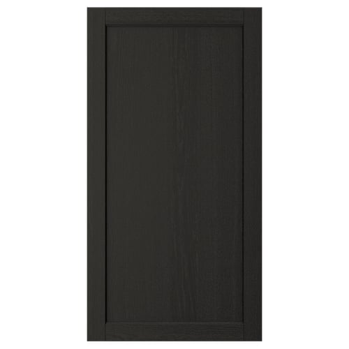 LERHYTTAN black wooden door, square with inset panel, traditional design, solid ash frame, veneer panel.