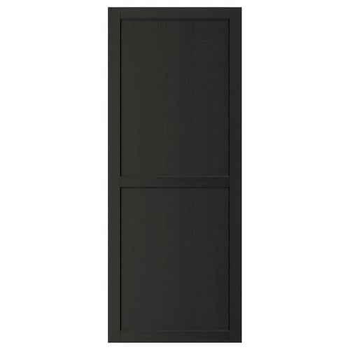 LERHYTTAN black kitchen cabinet door with wood frame and veneer panel, rectangular shape, timeless design.