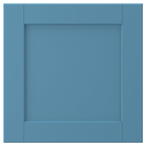 LERHYTTAN blue cabinet door, square with wood frame, birch veneer panel.