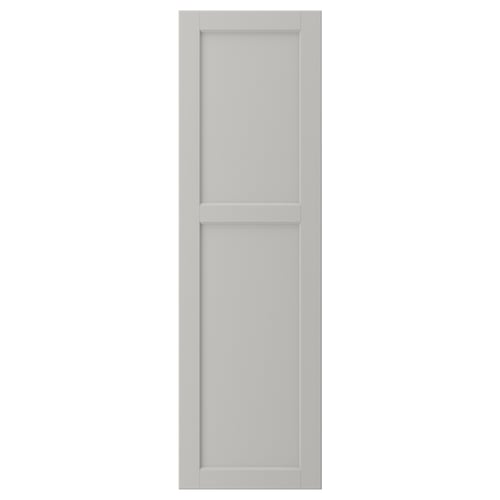 LERHYTTAN light grey kitchen cabinet door, solid wood frame with bevelled edges and veneer panel, traditional design.