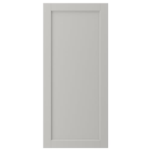 LERHYTTAN grey kitchen cabinet door with solid wood frame and inset veneer panel, classic design.