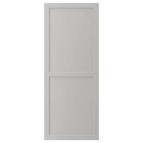 LERHYTTAN grey kitchen door, classic design, bevelled edges, solid wood frame, birch veneer panel, traditional look.